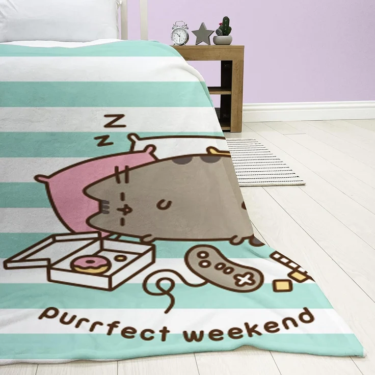Kinderdecke Pusheen Purrfect Weekend 160x200 cm weich, kuschelig Coral Fleecedecke, BERONAGE, passend zur Bettwäsche, ideal für Sofa, Couch, Bett, Auto, Camping – Bild 4