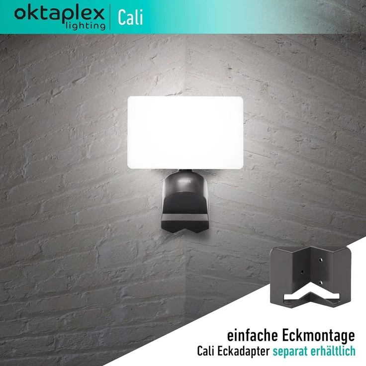 Oktaplex lighting LED Außen-Wandleuchte Oktaplex Cali Außenstrahler 3000K 30W, Diffusor, LED fest integriert, Warmweiß, Außenstrahler LED anthrazit Außenlampe Flutlichtstrahler – Bild 6
