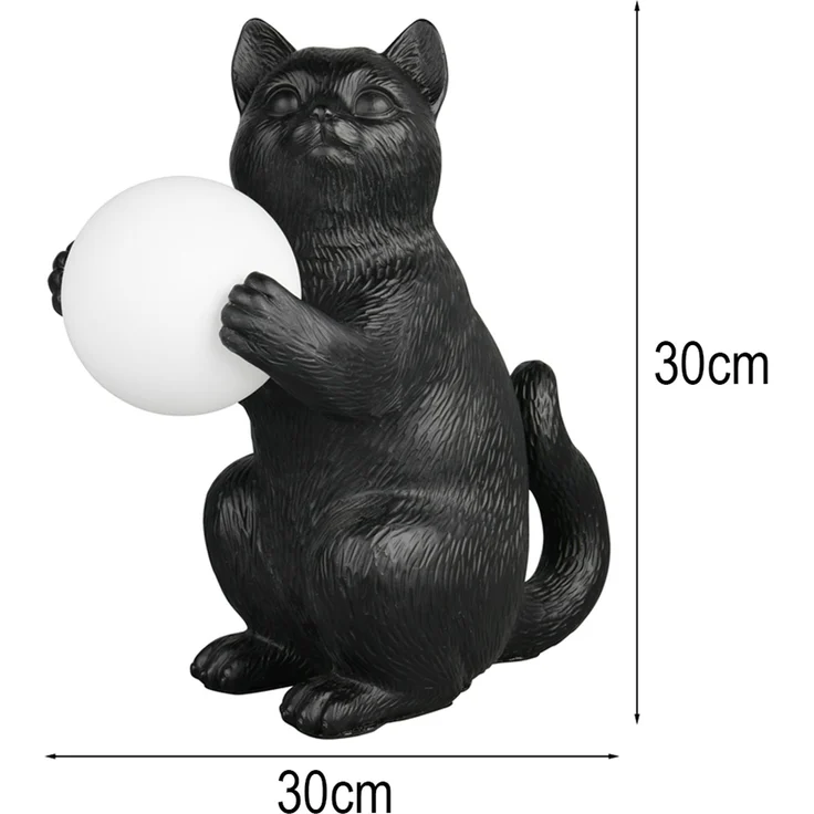 Besondere LED Tischleuchte Katzenlampe Schwarz, Höhe 30cm – Bild 4