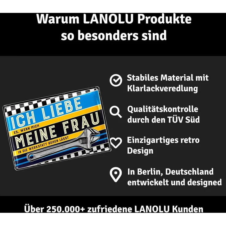 LANOLU Blechschild Ich liebe meine Frau Werkstatt - 20x30cm – Metall – Mehrfarbig – 20149 – Bild 4