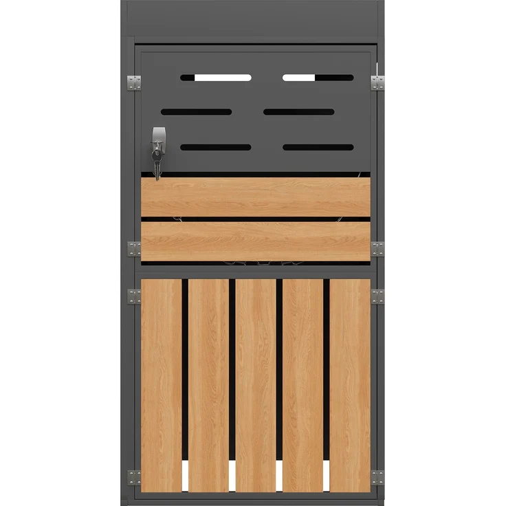 Flieks Outdoor Mülltonnenbox mit Pflanzablage, Einzelne 66×80×128 cm, 1-türiger Outdoor Aufbewahrungsschrank aus Stahl, anthrazit – Bild 3