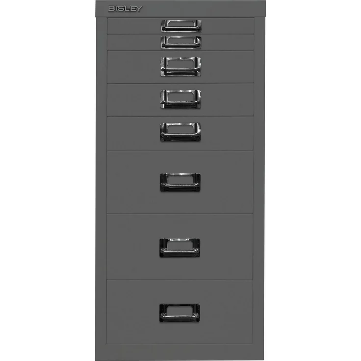 Bisley Multidrawer Schubladenschrank aus Metall mit 8 Schubladen DIN A4 ohne Sockel - Farbe: Anthrazitgrau, L298-634 – Bild 1