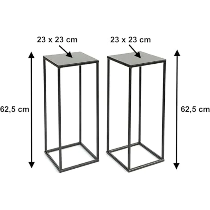 DanDiBo Blumenhocker eckig, Metall, Schwarz, 2 Stück, 62,5 x 23 x 23 cm – Bild 2