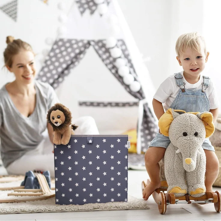LIFENEY Aufbewahrungsbox einfarbig Hellgrau I Spielzeugbox passend für Würfelregale I Ordnungsbox für das Kinderzimmer I Aufbewahrungskorb als Accessoire für dein Zuhause | 33x33x33 cm – Bild 7