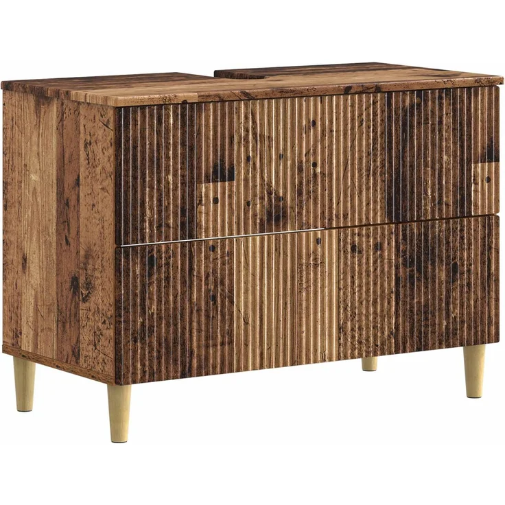 vidaXL 4-teiliges Badezimmer-Schrank-Set ARNHEM Altholz Holzwerkstoff 3417934 – Bild 4