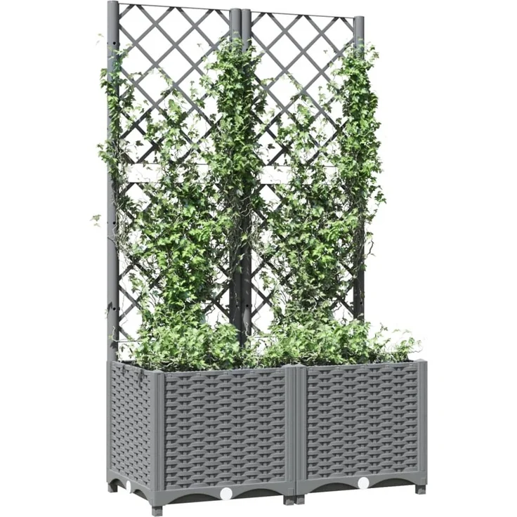vidaXL Pflanzkübel mit Rankgitter Hellgrau 80x40x136 cm PP 153272 – Bild 3