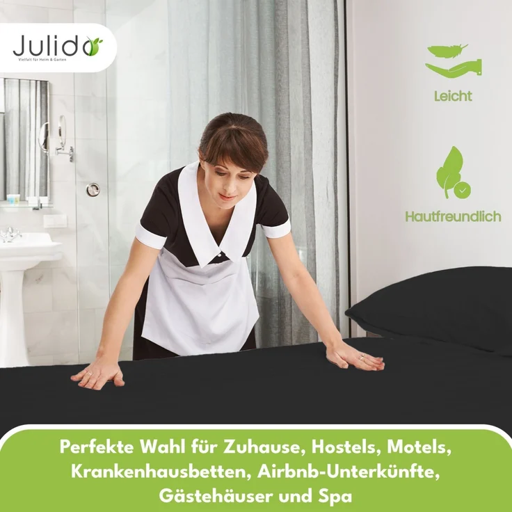 Jersey Spannbettlaken Spannbetttuch 90-100x190-200cm 100% Baumwolle Schwarz – Bild 7