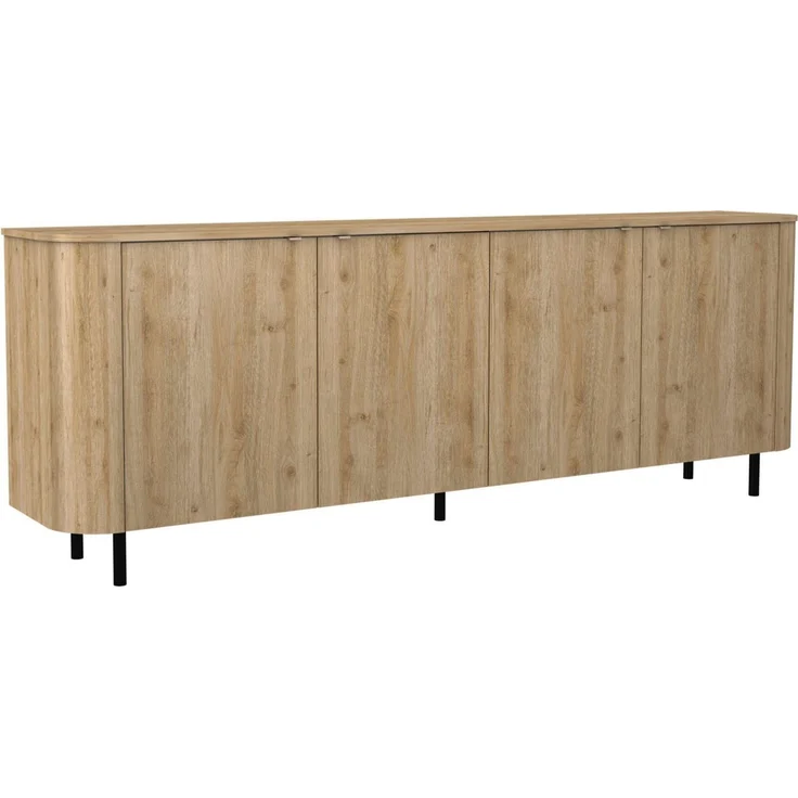 Home affaire Sideboard Murano, 231 cm breit, 4 Türen, Anrichte, Kommode, Stauraumschrank, Formgebogenes MDF, Stirnseiten mit Rundung, Füße und Griffe aus Metall – Bild 1