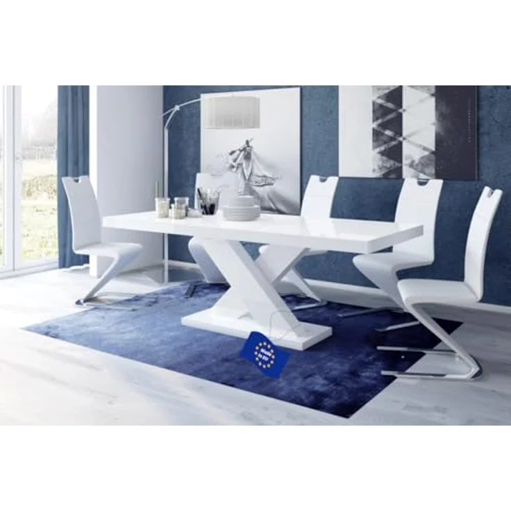 designimpex Esstisch Design Tisch HE-888 Weiß Hochglanz ausziehbar 160 bis 210 cm – Bild 2