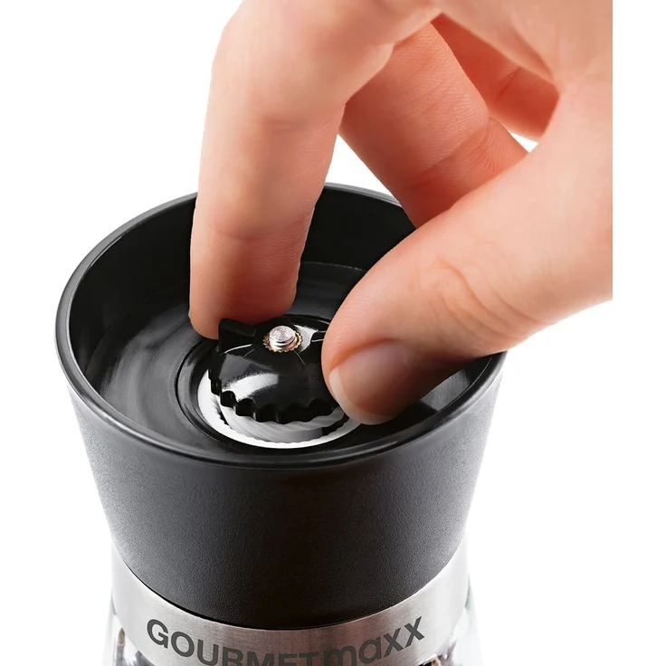 GOURMETmaxx Salz- & Pfeffermühle Kompakt 2er-Set transparent/schwarz – Bild 6