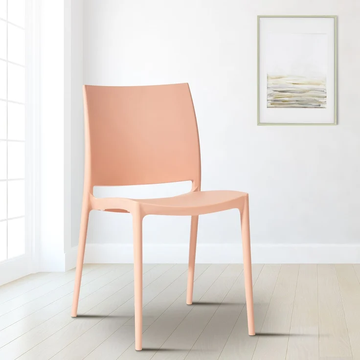 CLP 2er Set Gartenstühl Meton mit Lehne stapelbar wetterfest UV-beständig bis 150 kg,pfirsich – Bild 3