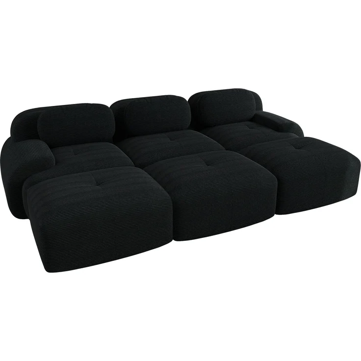 EINHOM Modulares 3-Sitzer-Sofa mit 3 Hockern aus Cordstoff, Rahmenloses Sofa, montagefreie Lieferung, haustierfreundlich, ultra-breite Armlehnen, 32D hochelastische Polsterung für Wohnzimmer und Heimkino, Black – Bild 6