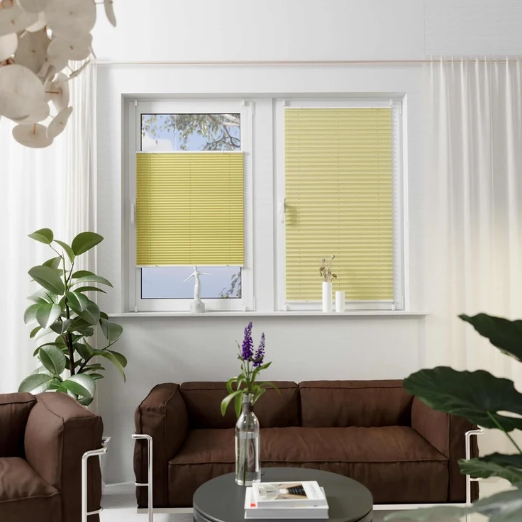 K-home Klemmfix-Plissee Florida Gelb 100x130 cm (B x L) einzigartiges Design mit bezauberndem Lichteffekt – Bild 3