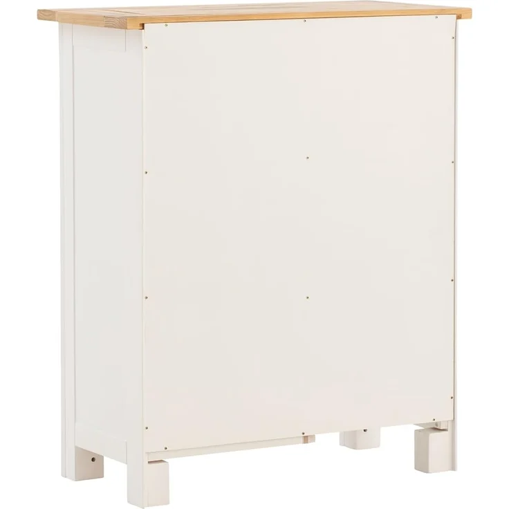 Hochkommode Capera 85x102x42cm aus Massivholz weiß braun rustikal mit Scheunentor-Schiebetür Stauraum für Wohnzimmer Esszimmer massivum – Bild 5