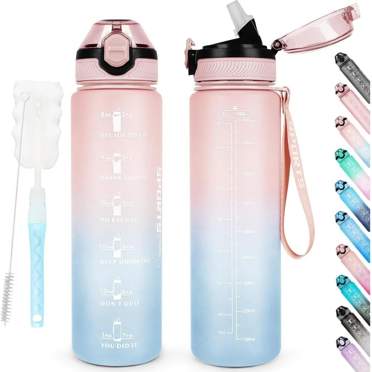 AOHAN Trinkflasche 1L BPA-frei Sport Wasserflasche mit Stroh und – Bild 1