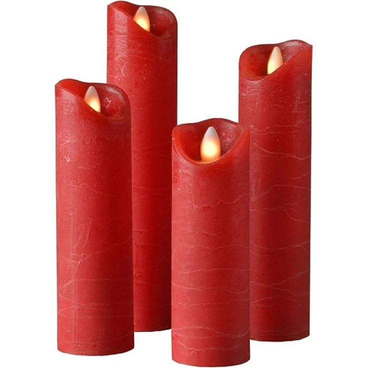 Sompex Shine LED-Kerzen 15–22 5 cm hoch 5 cm Durchmesser 4er-Pack rot