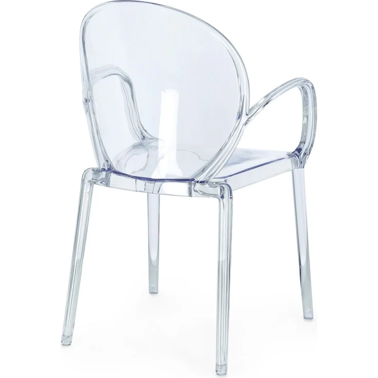 Gartenstuhl Allican 4er-Set aus Kunststoff, modern stapelbar mit Armlehne, transparent – Bild 5