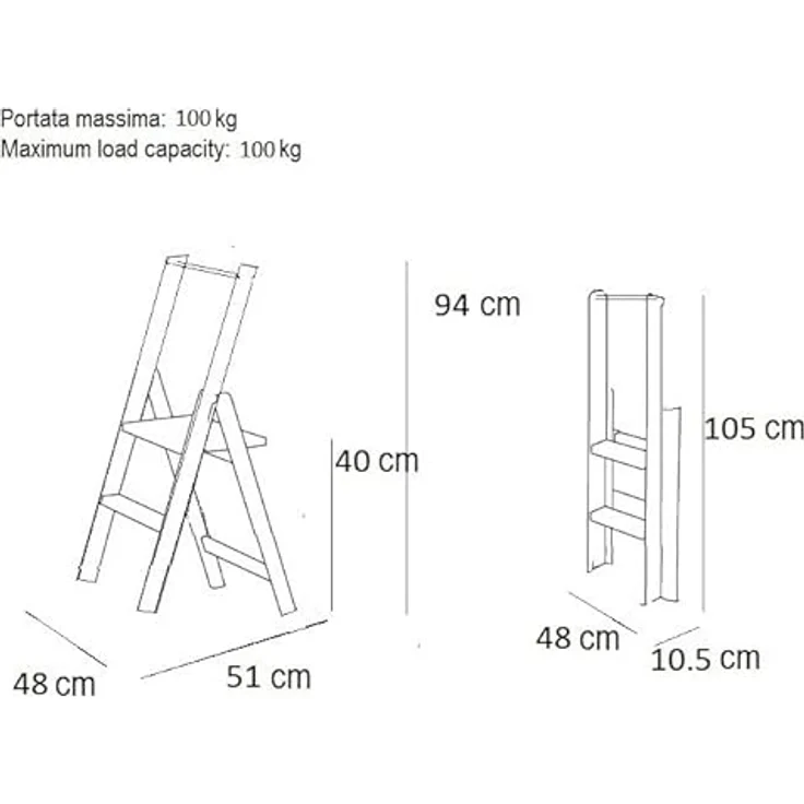 Arredamenti Italia 2-Stufen Leiter Kimora, Holz - zusammenklappbar - 2 Stufen -Farbe: Kirsche Holz AR-It il Cuore del Legno“ – Bild 6
