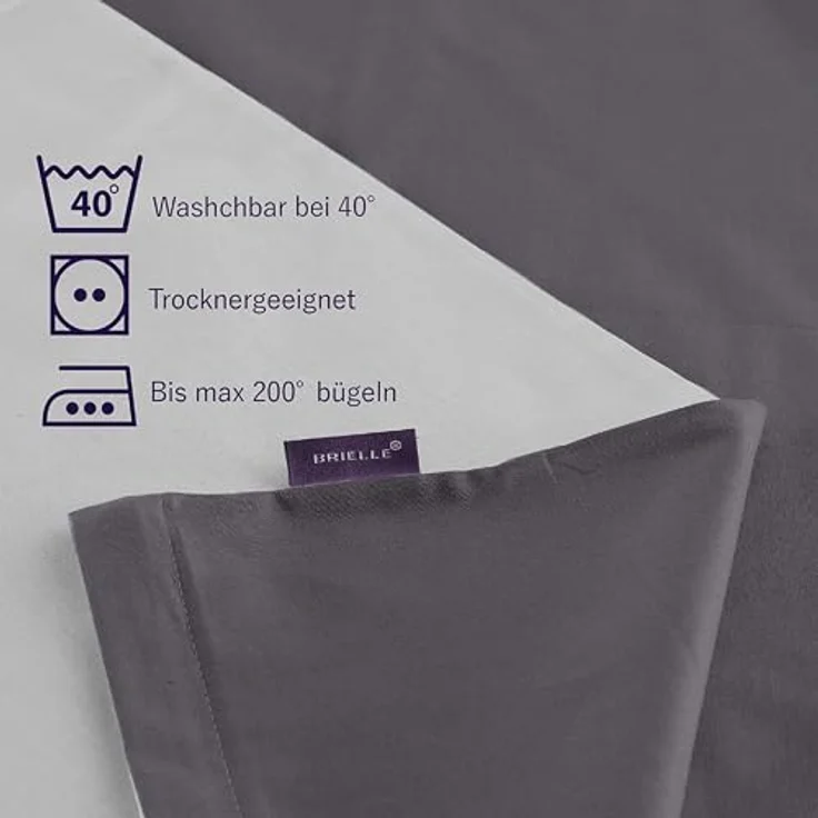 Brielle Bettwäsche Renforcé Set aus 100% Baumwolle - 135x200 cm - Gelb/Blau/Schwarz/Grau, 2 teilig, Mit Reißverschluss, 100% Baumwolle – Bild 6