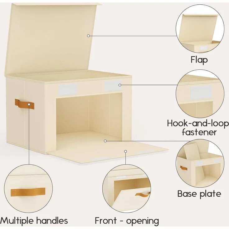 ABC Große Aufbewahrungsbox mit Deckel, faltbar, beige – Bild 5