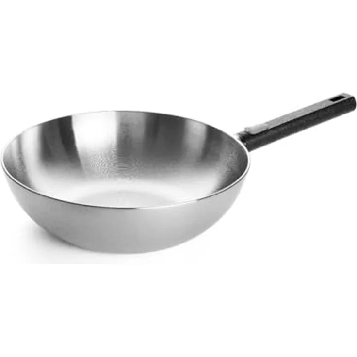 Woll Logic Steel Steel-Wok, Ø 30 cm, 10 cm hoch abnehmbarer Stiel