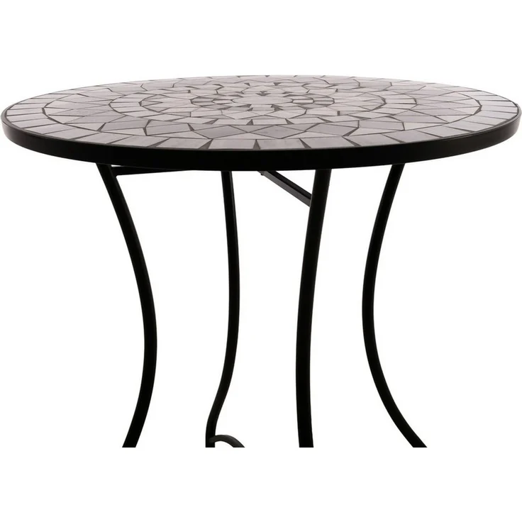 Raburg Gartentisch Mosaiktisch, Balkon- und Terrassentisch, 60 cm Ø, 72 cm hoch, Mayla (rund), liebevolle Handarbeit, Mosaikmuster, schwarzes Metallgestell – Bild 3