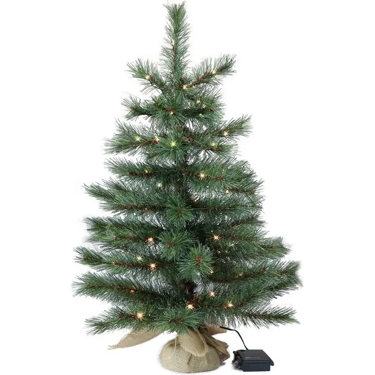 Gartenpirat Künstlicher Weihnachtsbaum mit Drahtlichterkette LED´s warmweiß Kiefer Christbaum, Kiefern ähnlich, Jutesack ummantelter Baumständer, integrierte LED-Drahtlichterkette