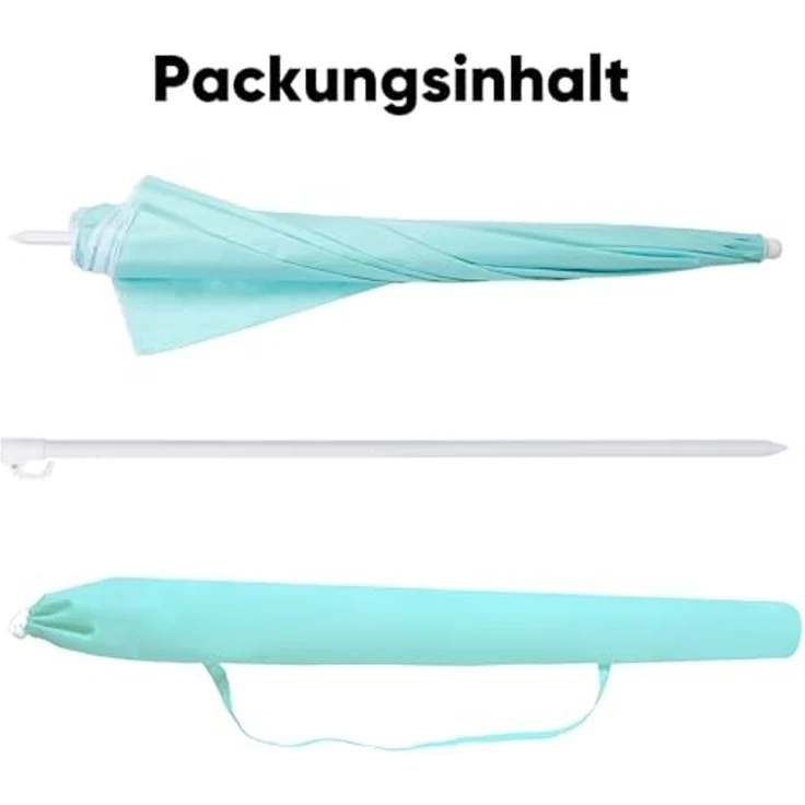 Sekey Sonnenschirm Sonnenschirm mit Schutzhülle 160cm Knickbar Gartenschirm Balkonschirm, LxB: 160,00x160,00 cm, Terrassenschirm Strandschirm, Sonnenschutz Balkon Terasse Rund UPF20+ – Bild 4