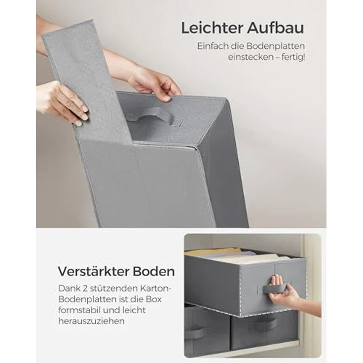 SONGMICS Kleiderschrank-Organizer 2er Set, Aufbewahrungsbox 6 Fächer, Schubladen-Ordnungssystem, Ordnungsboxen faltbar, 42 x 30 x 17 cm, für Hosen, Kleidung, Taubengrau RUSDE009G02 – Bild 6