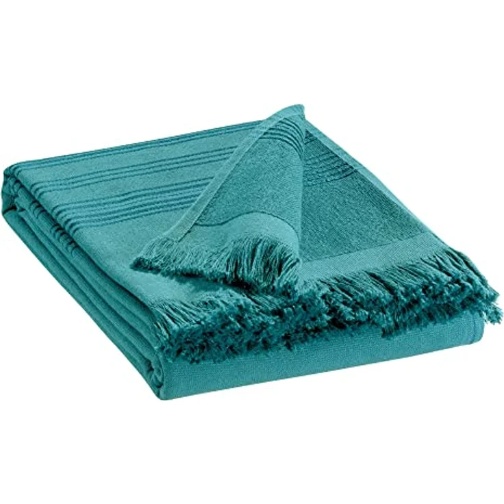 Vivaraise Hamamtuch Cancun, Hellgrün, 100% Baumwolle, 90x180 cm, mit Voile-Vorderseite und Frottee-Rückseite, Freizeit und Wellness – Bild 1