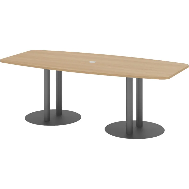 bümö Konferenztisch oval 220x103 cm in Eiche, Tischsäulen in Graphit - Großer Besprechungstisch, Meetingtisch für 8 Personen, XL-Tisch für Konferenzraum, Meeting & Besprechungsraum, KT22S-E-G