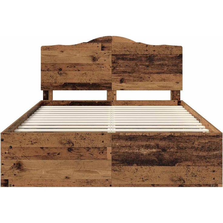 vidaXL Bettrahmen Altholz 140 x 190 cm Massives Kiefernholz 3413315 – Bild 6