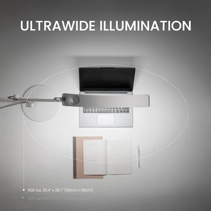 BenQ WiT e-Reading LED Schreibtischlampe, Dimmbare Tischlampe, Ultraweite Leuchte, 13 Farben und 23 Helligkeitsstufen - Gold – Bild 2