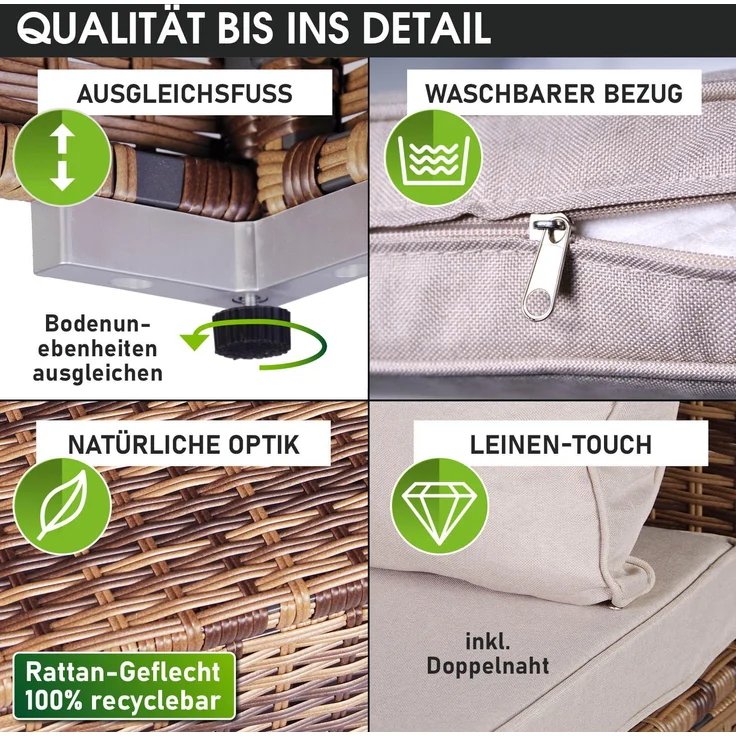 BRAST 'Dreams' Gartenmöbel Lounge, Polyrattan, 11 Personen, Braun – Bild 9