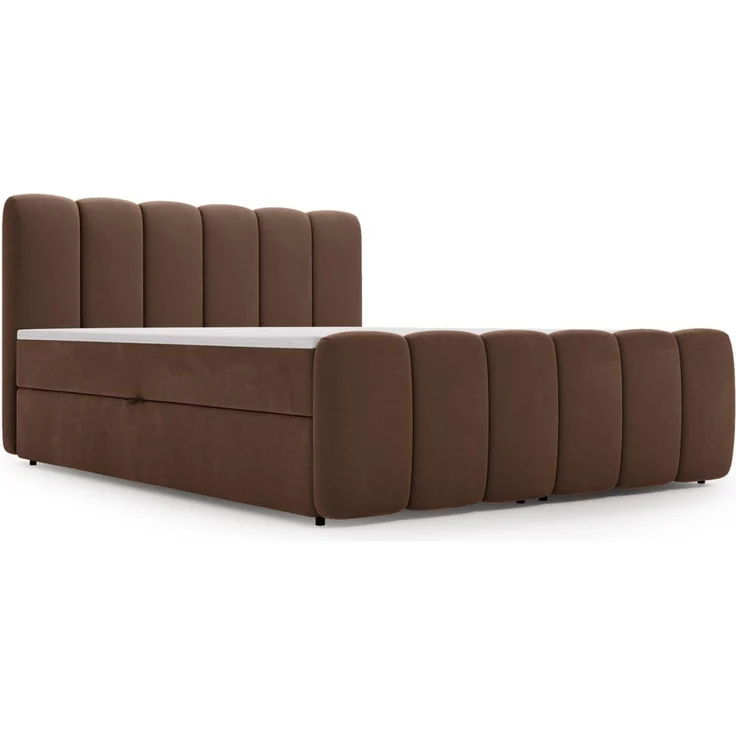 GRAINGOLD Cloud Boxspringbett 180x200, Bett mit Bettkasten, Velour-Stoff, mit Kopfteil, Braun – Bild 8