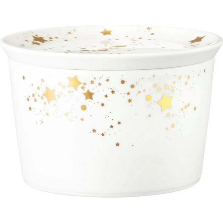 Seltmann Weiden Servierschale Liberty - Golden Stars, Porzellan, (1-tlg), Gebäckdose, Gebäckschale, Schale mit Deckel, 14 x 9 cm – Bild 2