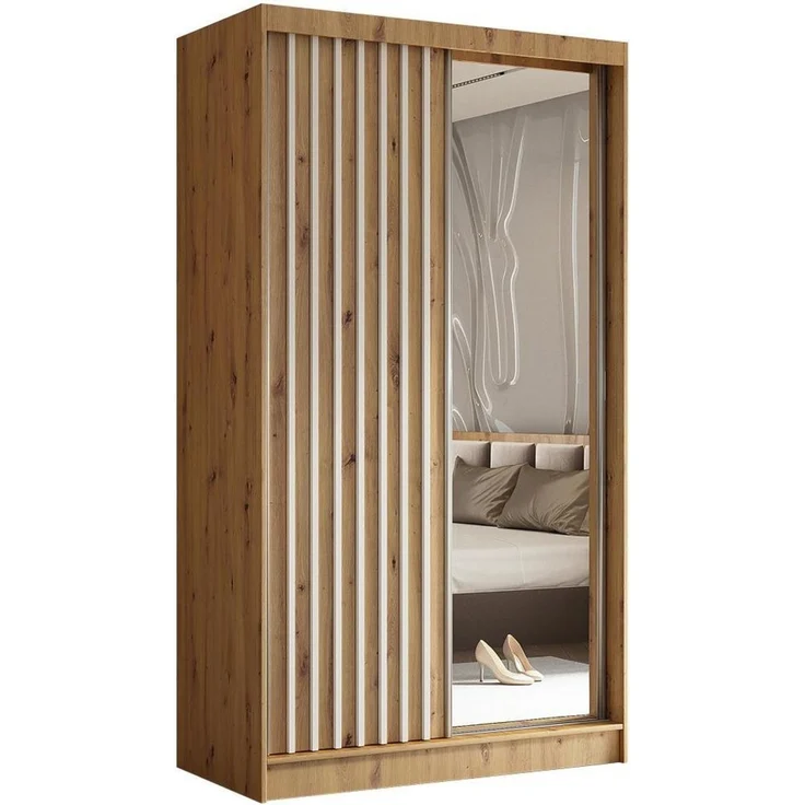 Beautysofa Kleiderschrank Helix (Garderobe mit Scharniertüren, mit Spiegel, schwarzes / weißes / graues / artisan) mit Lamellen – Bild 1