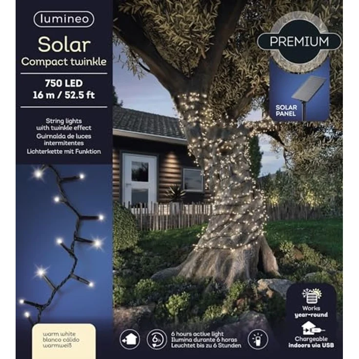 Kaemingk Solar LED-Licherkette Compact 16 m warmweiß – Bild 2