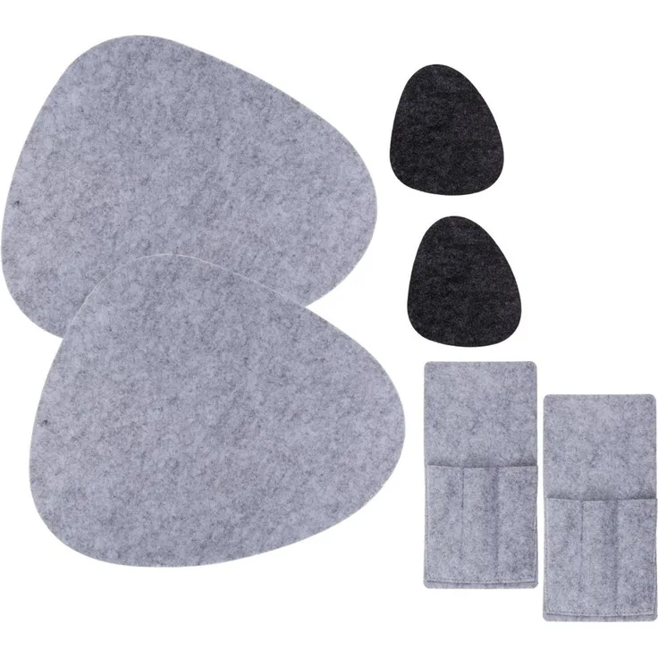 Tischset Kieselstein in grau und/oder anthrazit 3, 6.12tlg. aus Filz Platzset Duo Grau-Anthrazit