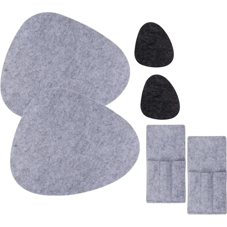 Tischset Kieselstein in grau und/oder anthrazit 3, 6.12tlg. aus Filz Platzset Duo Grau-Anthrazit