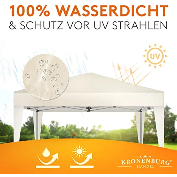 Kronenburg Faltpavillon wasserdicht Dachmaß 2x2 m UV Schutz 50+ Pavillon in Champagner – Bild 7