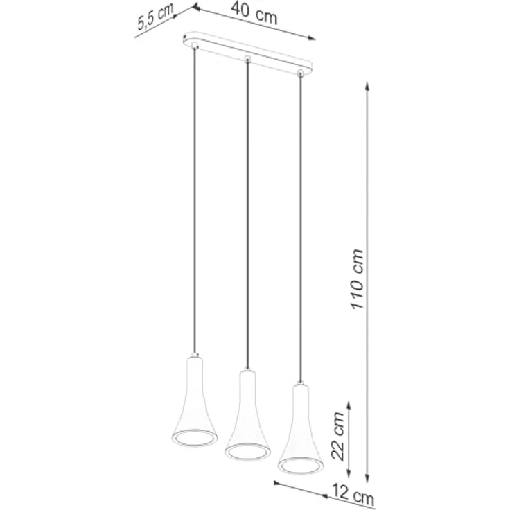 Sollux Lighting Rea 3L Pendelleuchte, industrielle Betonoptik mit schwarzem Stahl, grau – Bild 4