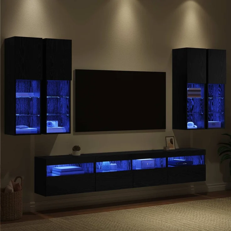vidaXL TV-Wandschrank-Set mit LED-Lichtern 7 stk. 100 x 30 x 40 cm 3402796 – Bild 5