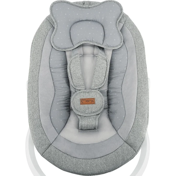 MoMi Babywippe PEARL für Babys bis 9 kg, 360° drehbarer Sitz, LED-Panel, Bluetooth, Fernbedienung, Batterie- oder Netzbetrieb, Netzteil mit USB-Kabel, 5-Punkt-Sicherheitsgurt, Bügel und Spielzeug – Bild 15