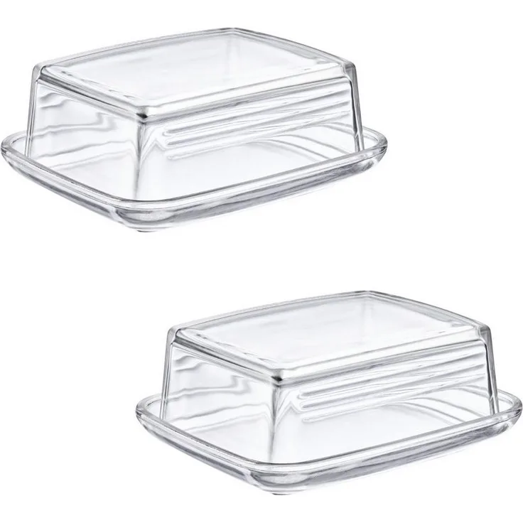 Thiru Butterdose Glas - mit speziellem Deckel-Relief für sicheres Greifen, Glas, (2-tlg)
