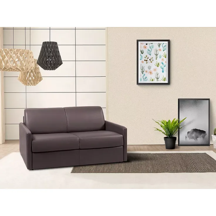 Schlafsofa 3-Sitzer CALIFE - Braun - Liegefläche: 140 cm - Matratzenhöhe: 14 cm