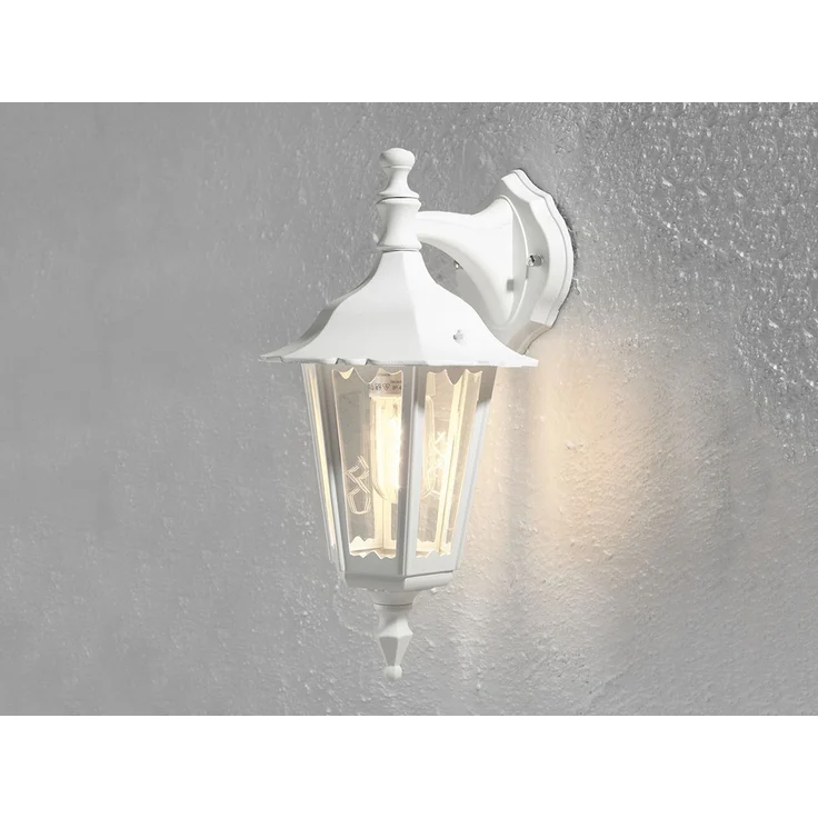 Kleine Außenwandleuchte FIRENZE, E27, Aluminium weiß, Höhe 39cm – Bild 1
