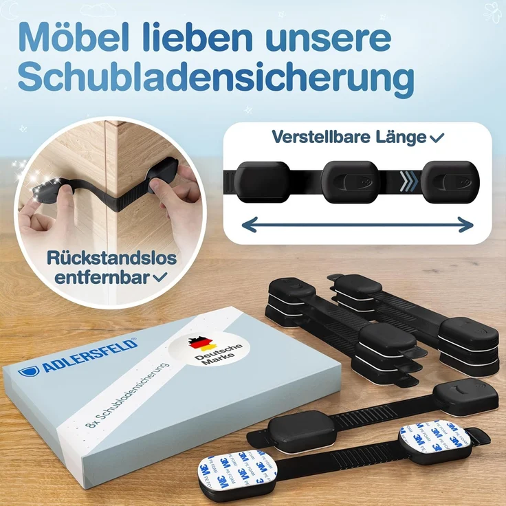Schubladensicherung (Schwarz) (12 Stück) – Bild 6