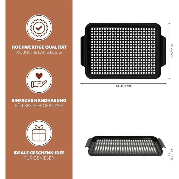 Bremermann 'MAXI' Grillplatte, antihaftbeschichtet, Stahl schwarz, 44,5 x 29,5 x 2,5 cm – Bild 7