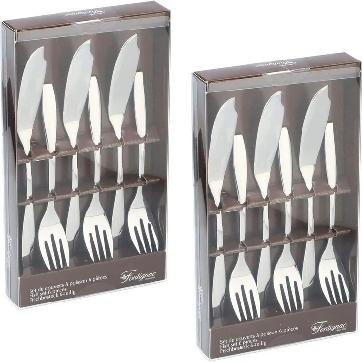 HAC24 Fischbesteck Edelstahl Fischbesteck Fischgabel Fischmesser (12-tlg), 6 Personen, Edelstahl, 12 teilig für 6 Personen